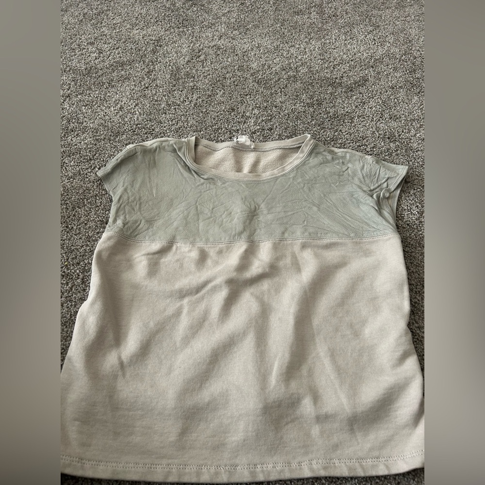 Helmut Lang Two-Tone Blouse in Sage and Cream